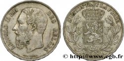 BELGIUM 5 Francs Léopold II 1873  XF 