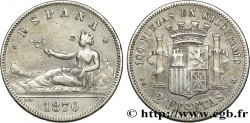 SPAIN 2 Pesetas “ESPAÑA” allongée 1870 Madrid VF 
