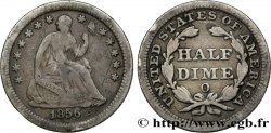 ÉTATS-UNIS D AMÉRIQUE 1/2 Dime (5 Cents) Liberté assise variété avec draperie 1856 Nouvelle-Orléans - O