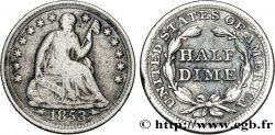 STATI UNITI D&nbsp;AMERICA 1/2 Dime Liberté assise variété avec date encadrée par des flèches 1853 Philadelphie