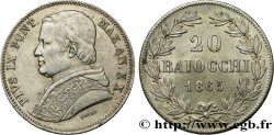 VATICAN ET ÉTATS PONTIFICAUX 20 Baiocchi Pie IX an XX 1865 Rome SUP 