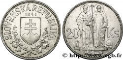 SLOVAKIA 20 Korun St Cyril et St Méthode variété avec croix à simple barre 1941  AU 