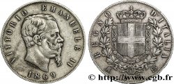 ITALIE 5 Lire Victor Emmanuel II 1869 Milan