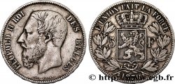 BELGIQUE 5 Francs Léopold II 1870 