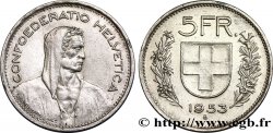 SWITZERLAND 5 Francs Berger des alpes / bouclier suisse 1953 Berne XF 