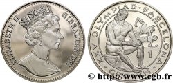 GIBRALTAR 1 Crown Proof 25e Jeux Olympique de Barcelone : Elisabeth II / boxeurs 1991 