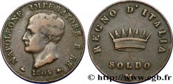 ITALIE - ROYAUME D&nbsp;ITALIE - NAPOLÉON Ier 1 Soldo 1809 Milan TB+ 