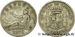 SPAIN 2 Pesetas “ESPAÑA” allongée 1870 Madrid