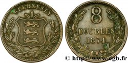 GUERNSEY 8 Doubles armes du baillage de Guernesey 1874 Heaton XF 