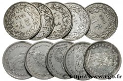 SVIZZERA  Lot de 10 pièces de 2 Francs Helvetia n.d. Berne