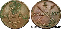 SUÈDE 1/2 Skilling monograme du roi Gustave IV Adolphe 1807  TTB 