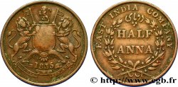 INDES BRITANNIQUES 1/2 Anna East India Company 1835 Madras TB+ 