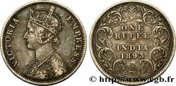 BRITISH INDIA 1 Roupie Victoria 1893  Bombay XF 