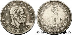 ITALIE 2 Lire Victor Emmanuel II 1863 Turin TB+ 