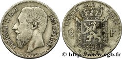 BELGIQUE 2 Francs Léopold II légende française 1867 
