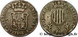 SPANIA - CATALOGNA 3 Quartos frappe au nom d’Isabelle II 1838 Catalogne q.BB 