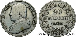 VATICAN ET ÉTATS PONTIFICAUX 20 Baiocchi Pie IX an XX 1865 Rome
