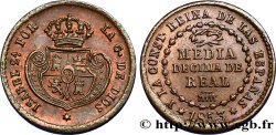 SPAIN 1/20 Real (Media Decima de Real) Isabelle II  1853 Ségovie AU 