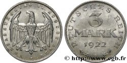 DEUTSCHLAND 3 Mark Jour de la Constitution 1922 Berlin VZ 
