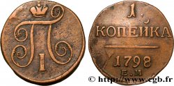 RUSSIE 1 Kopeck monogramme Paul Ier 1798 Ekaterinbourg