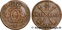 SVEZIA 1/2 Skilling monogramme du roi Charles XIII 1817 