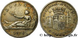 SPAIN 5 Pesetas 1870 Madrid VF/XF 