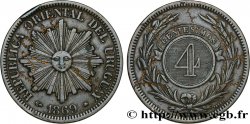 URUGUAY 4 Centesimos 1869 Paris XF 