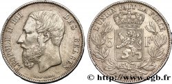 BELGIUM 5 Francs Léopold II 1869  XF 
