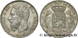 BELGIUM 5 Francs Léopold II 1876  AU 