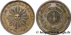 URUGUAY 4 Centesimos 1869 Paris XF 