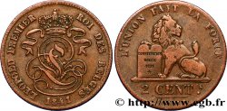 BELGIQUE 2 Centimes lion monogramme de Léopold Ier 1841 