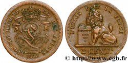 BELGIQUE 2 Centimes lion monogramme de Léopold Ier 1833 