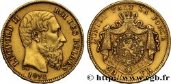 BÉLGICA 20 Francs Léopold II 1874 Bruxelles