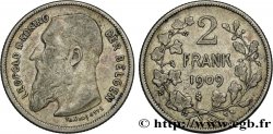 BELGIUM 2 Francs (Frank) Léopold II légende flamande 1909  VF 