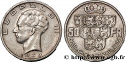 BELGIQUE 50 Francs Léopold III légende Belgique-Belgie tranche position B 1939  TTB 