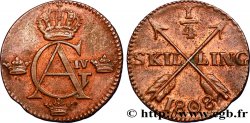 SUÈDE 1/4 Skilling monograme du roi Gustave IV Adolphe 1808  TTB 
