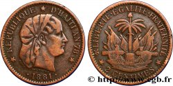 HAÏTI 2 Centimes an 78 emblème “Liberté créole” de Roty 1881 Paris TB+ 