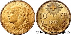 SWITZERLAND 10 Francs or &nbsp;Vreneli&nbsp; 1913 Berne AU 