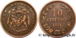 BULGARIE 10 Stotinki armes 1881 Heaton TTB 