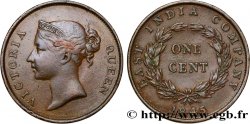 ÉTABLISSEMENTS DES DÉTROITS 1 Cent Victoria East India Company 1845  TB+ 