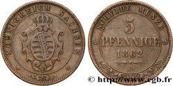 ALLEMAGNE - SAXE 5 Pfennige Royaume de Saxe, blason 1862 Dresde TTB 