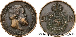 BRAZIL 20 Réis Empereur Pierre II 1869  XF 