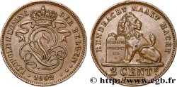 BELGIQUE 2 Centimes lion monogramme de Léopold II légende française 1902  TTB+ 