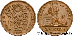 BELGIUM 2 Centimes lion monogramme de Léopold II légende française 1909  AU 
