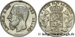 BELGIUM 5 Francs Léopold II 1869  VF 