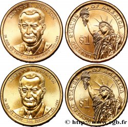 ÉTATS-UNIS D AMÉRIQUE Lot de deux monnaies 1 Dollar Lyndon B. Johnson 2015 Philadelphie + Denver