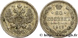 RUSSIE 20 Kopecks aigle bicéphale 1916 Saint-Petersbourg TTB 