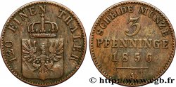ALLEMAGNE - PRUSSE 3 Pfenninge Royaume de Prusse écu à l’aigle 1856 Berlin TTB 