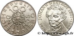 AUTRICHE 100 Schilling 175e anniversaire de la naissance de Johann Nestroy, comédien et dramaturge viennois 1976 monnaie nettoyée