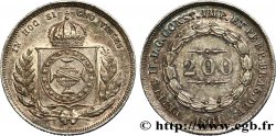 BRAZIL 200 Reis Pierre II 1861  AU 